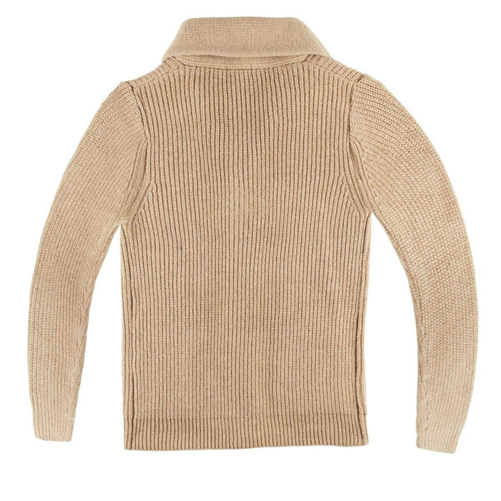 Damen Grobstrick Pulloverjacke mit elegantem Schalkragen und knöpfen Drune
