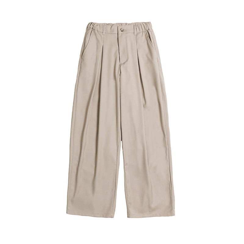 Damen Palazzo-Hose mit hoher Taille, Bügelfalten und elastischem Bund Drune