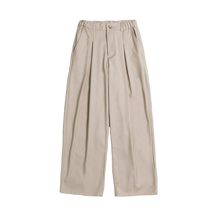Damen Palazzo-Hose mit hoher Taille, Bügelfalten und elastischem Bund Drune