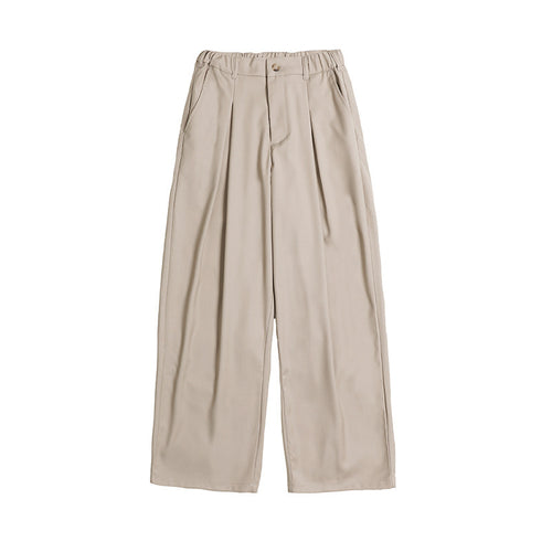 Damen Palazzo-Hose mit hoher Taille, Bügelfalten und elastischem Bund Drune