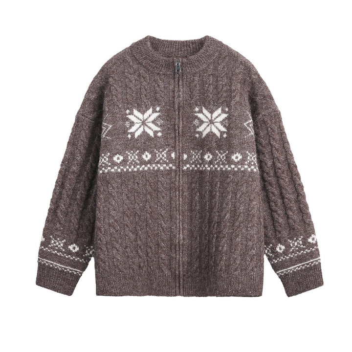 Herren Pullover mit Zipper und geometrischem Muster Drune