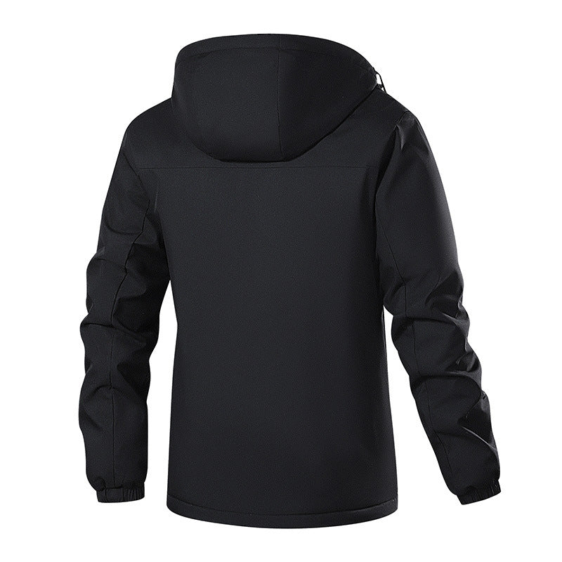 Herren Atmungsaktive Softshell-Regenjacke mit Kapuze, reflektierenden Details und verdecktem Reißverschluss Drune