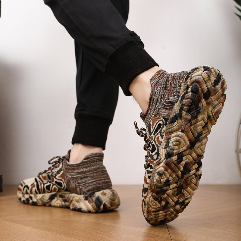 Unisex nan gestrickter Sockensneaker mit tarnmotivierter, stoßdämpfender Profilsohle Drune