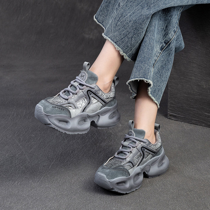 Damen Sportliche Chunky Sneakers mit stilvollem Oberflächen-Design und dämpfendem Sohlenprofil Drune