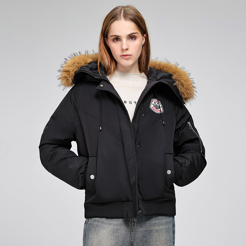 Damen Sportliche Pufferjacke mit abnehmbarem Kunstfellkragen und praktischen Taschen Drune