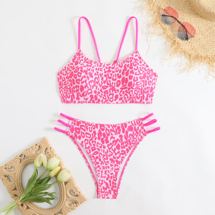 Damen Triangel-Bikini mit aufregendem Leopardenmuster und sportlichen Details Drune