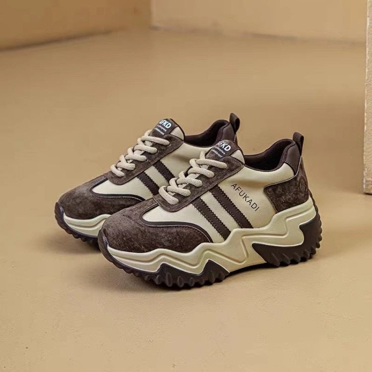 Damen Chunky Sneakers mit ergonomischer Dämpfung und rutschfester Sohle Drune