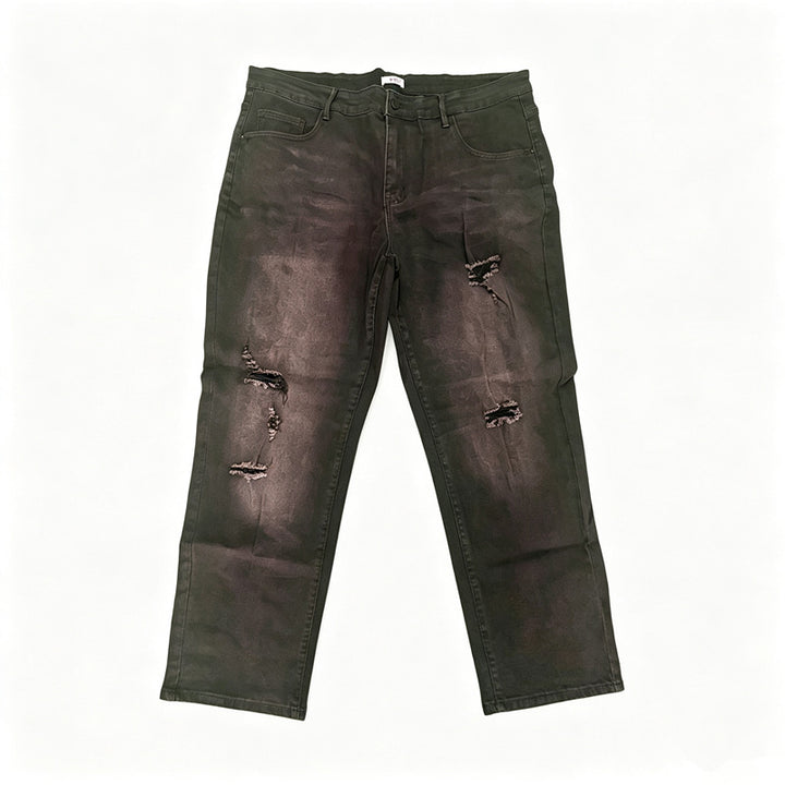 Herren Zerrissene Slim-Fit Jeans Drune
