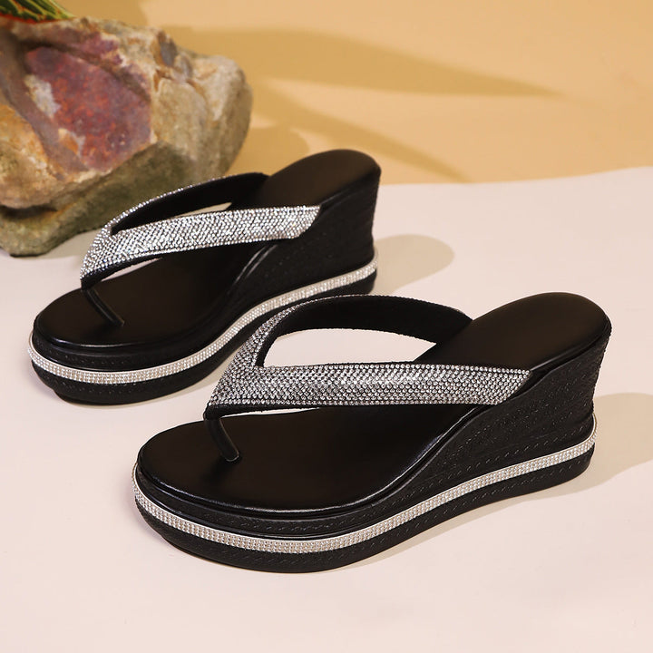 Damen Glamouröse Zehentrenner-Sandalen mit funkelndem Absatz Drune