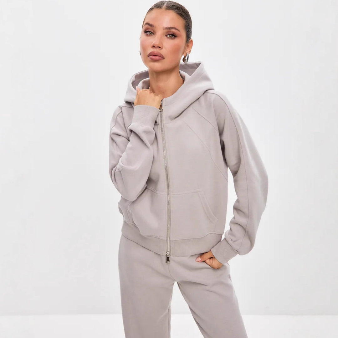 Damen Sportliches Fleece-Jogging-Set Drune