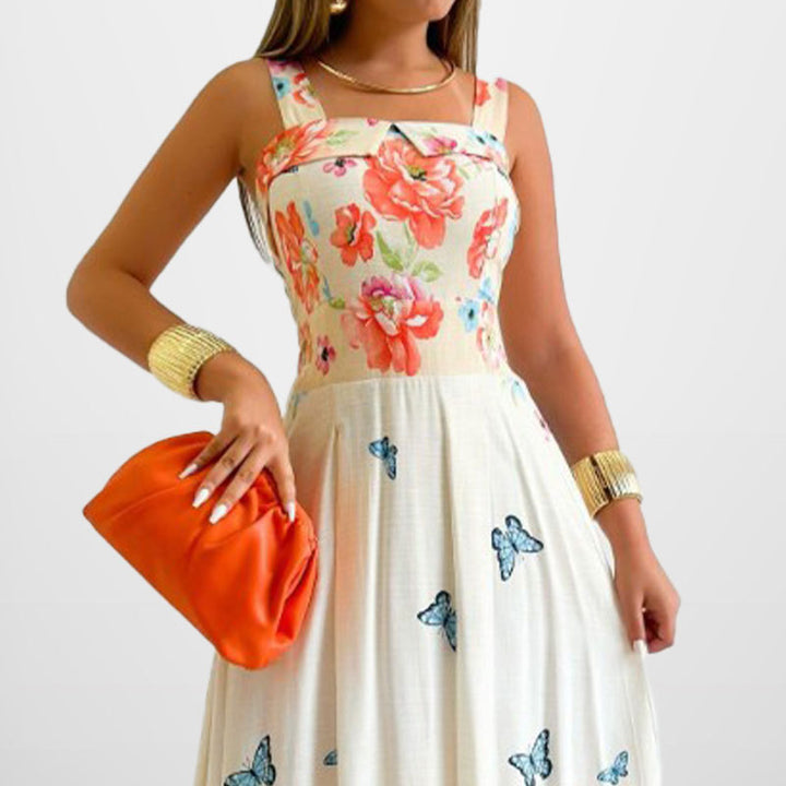 Damen Maxikleid mit floralem Design und verstellbaren Trägern Drune