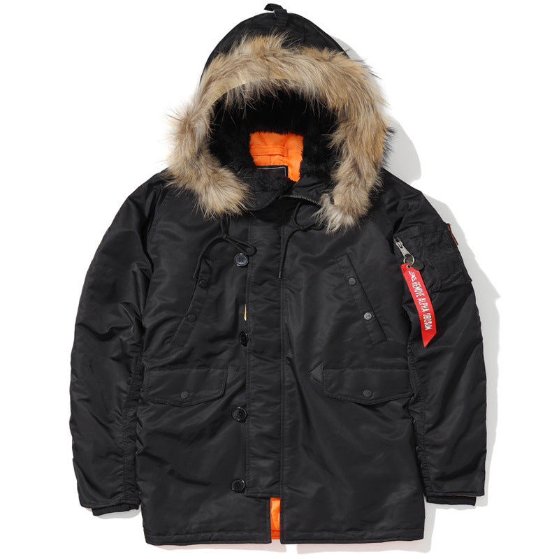 Herren Expedition-Parka mit abnehmbarer Kunstfellkapuze, thermischer Wattierung und Ärmel-Organizer Drune