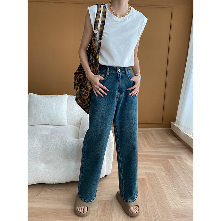 Damen High-Waist Jeans mit weitem Bein und lässiger Silhouette Drune