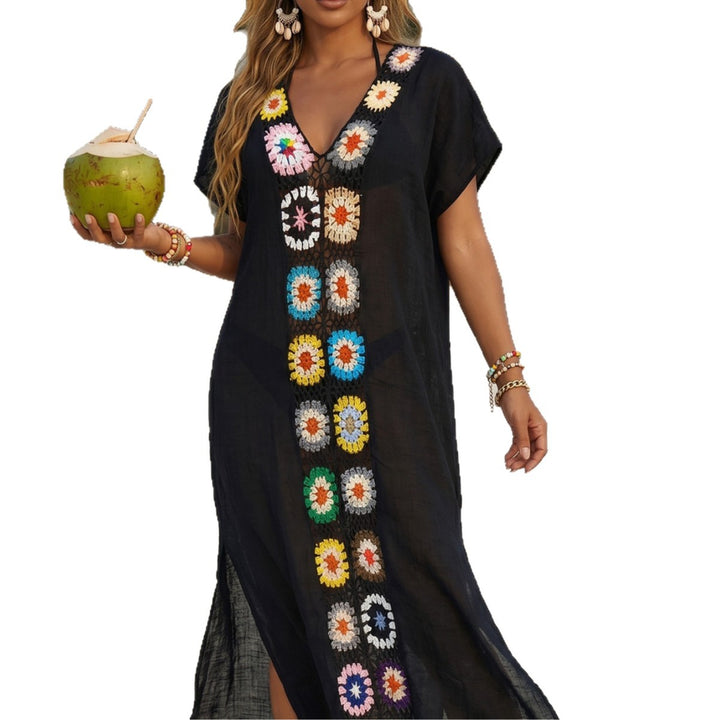 Damen Häkel-Strandkimono mit floralem Patchwork-Design Drune