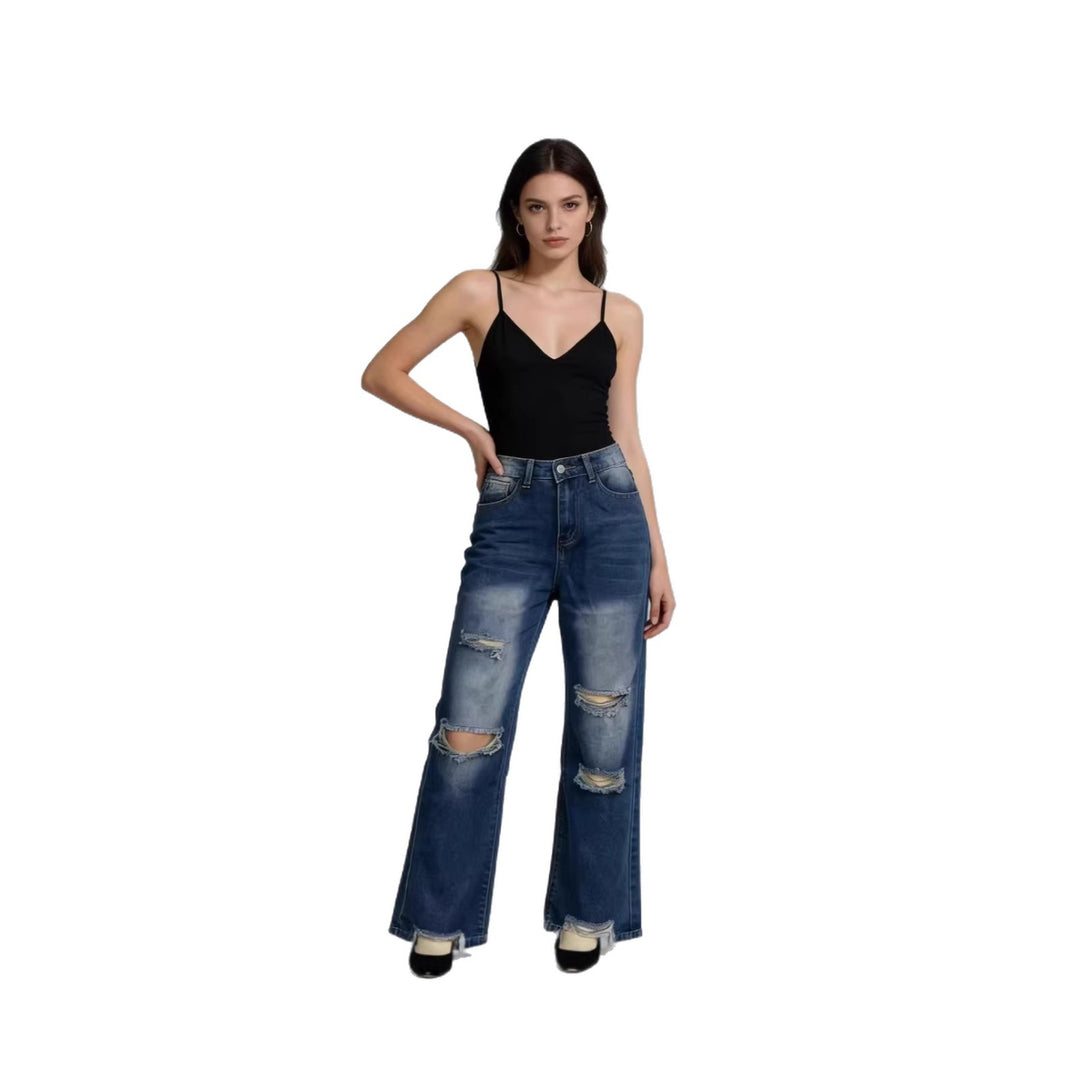 Damen weite Jeans mit stylischem Destroyed-Detail und bequemer Passform Drune