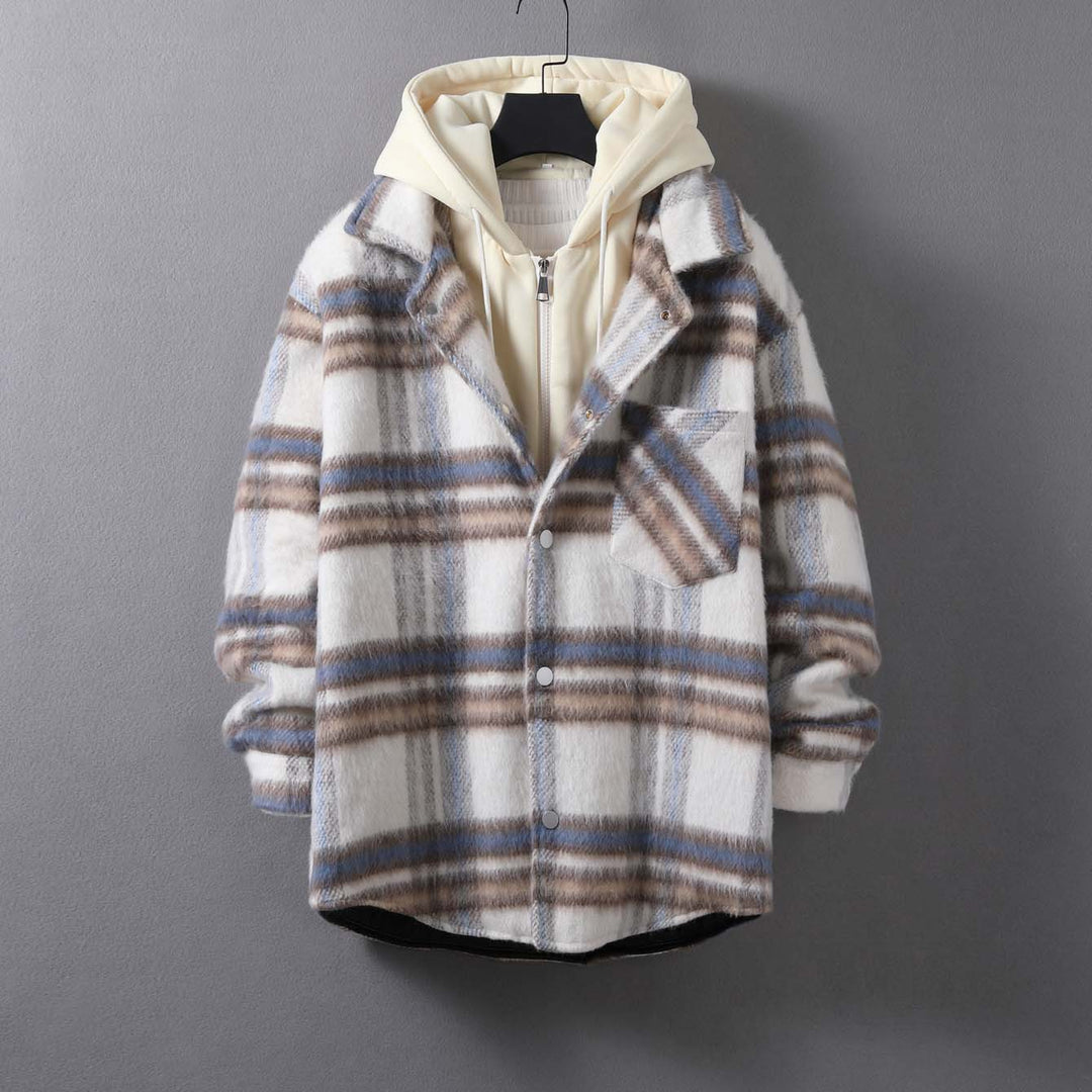 Damen lässige Karojacke mit weichem Futter und praktischen Taschen Drune