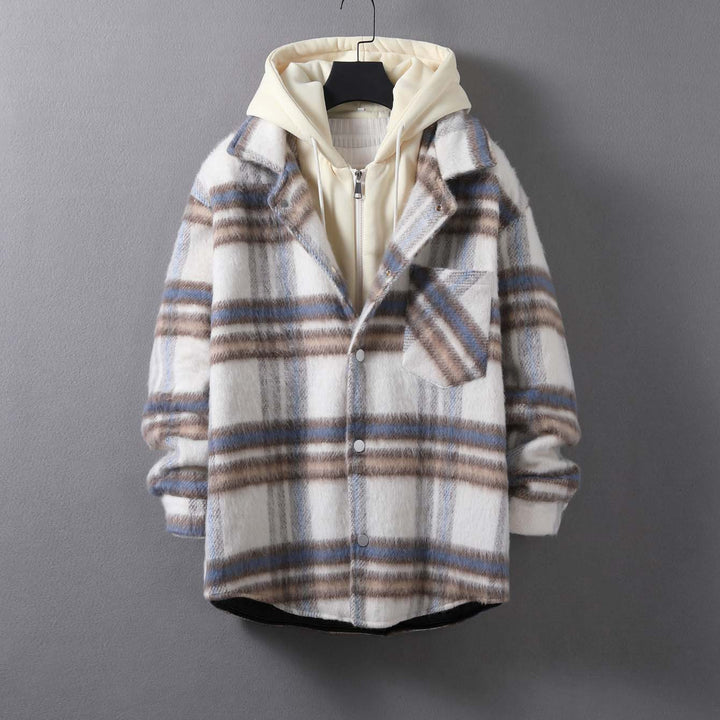 Damen lässige Karojacke mit weichem Futter und praktischen Taschen Drune