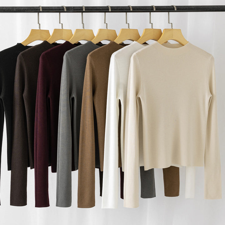 Damen Feinstrick-Pullover mit kurzem Stehkragen und schmaler Silhouette Drune