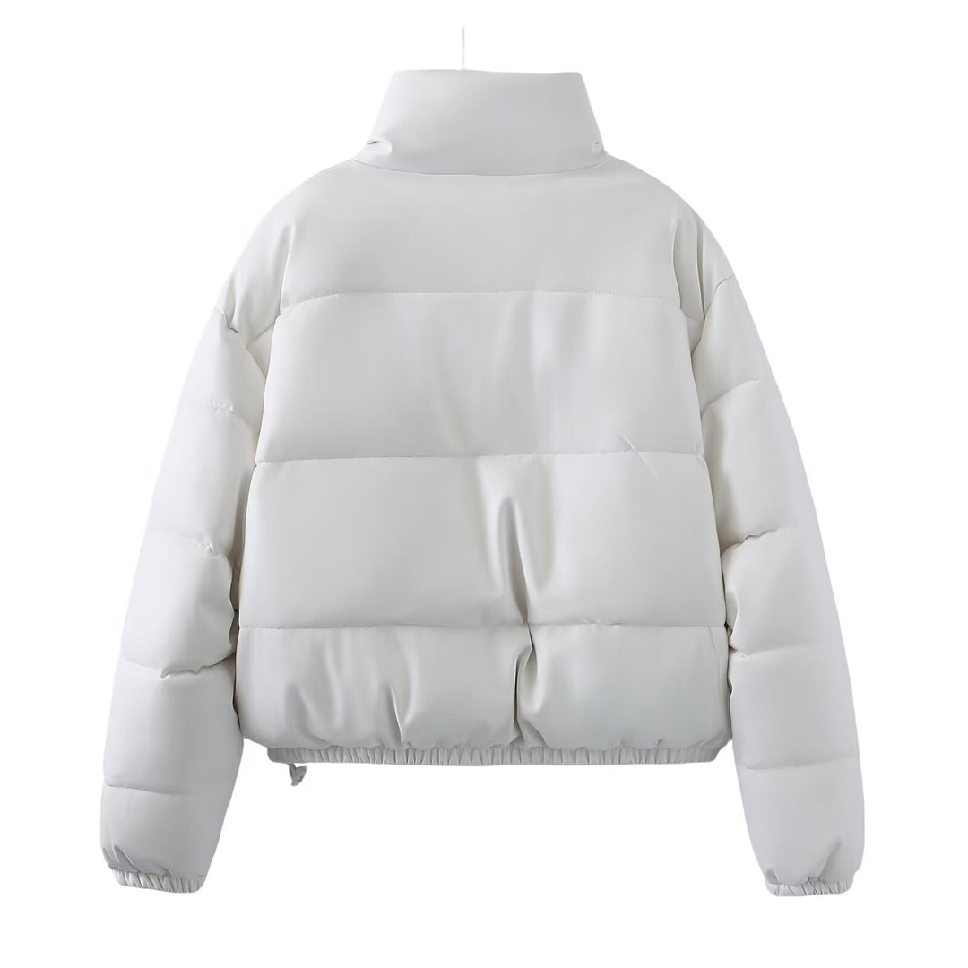 Damen Kurz geschnittene Steppjacke mit hohem Stehkragen, Druckknopfverschluss und elastischem Saum Drune