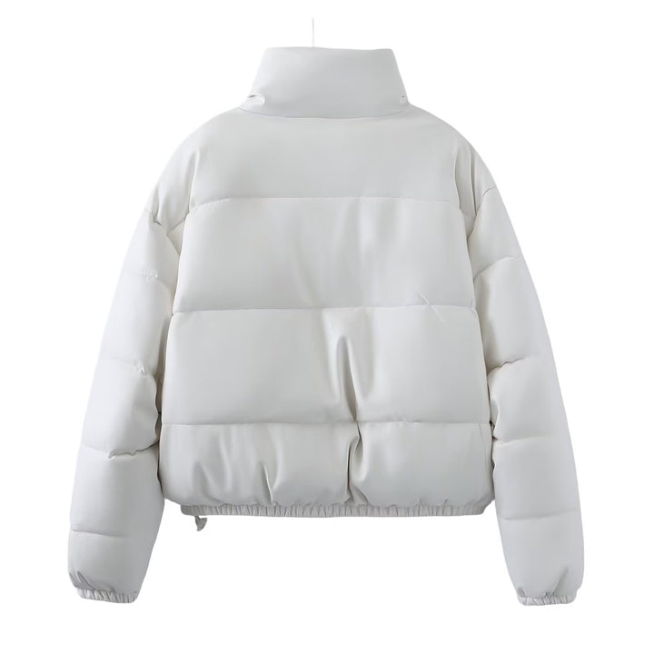 Damen Kurz geschnittene Steppjacke mit hohem Stehkragen, Druckknopfverschluss und elastischem Saum Drune
