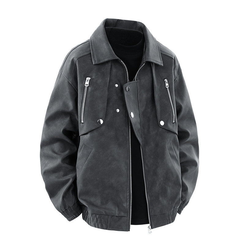 Herren modische Jacke mit multifunktionalen Reißverschlusstaschen und elastischen Bündchen Drune