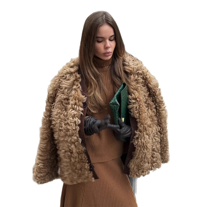 Damen Kurzjacke aus lockigem Teddy-Kunstfell mit Oversize-Schnitt Drune