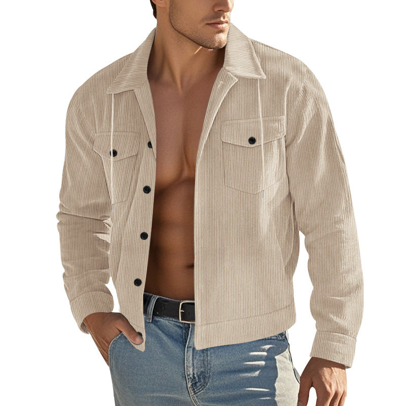 Herren nan Cord-Überhemdjacke mit Kentkragen, Druckknopfverschluss und aufgesetzten Brusttaschen Drune