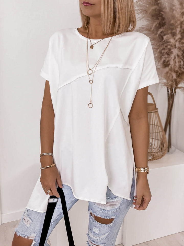 Damen asymmetrisches Oberteil mit eleganter Drapierung Drune