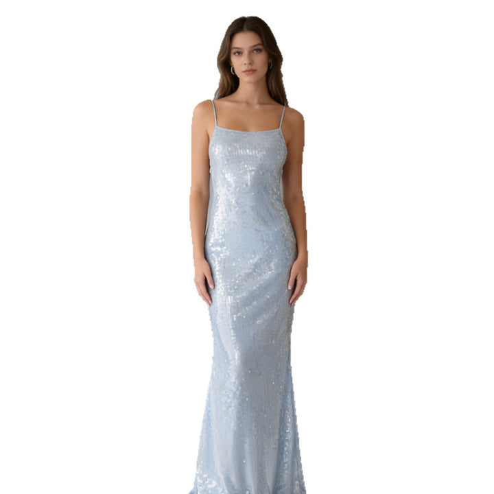 Damen Glamouröses Longtime Abendkleid mit Pailletten Drune