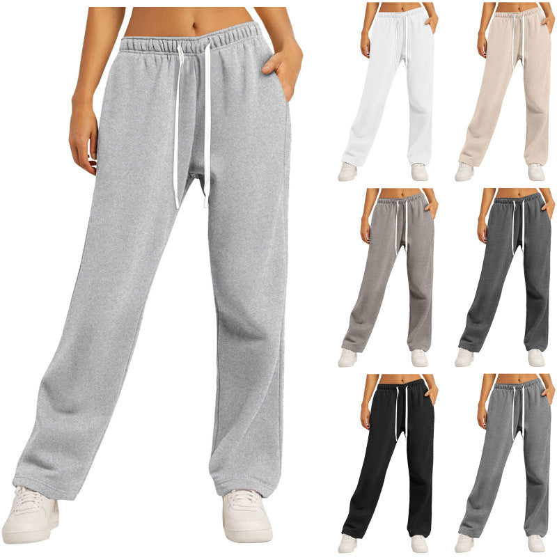 Damen nan lässige Loungehose mit geradem Bein extra langem Tunnelzug und tiefem Schritt Drune
