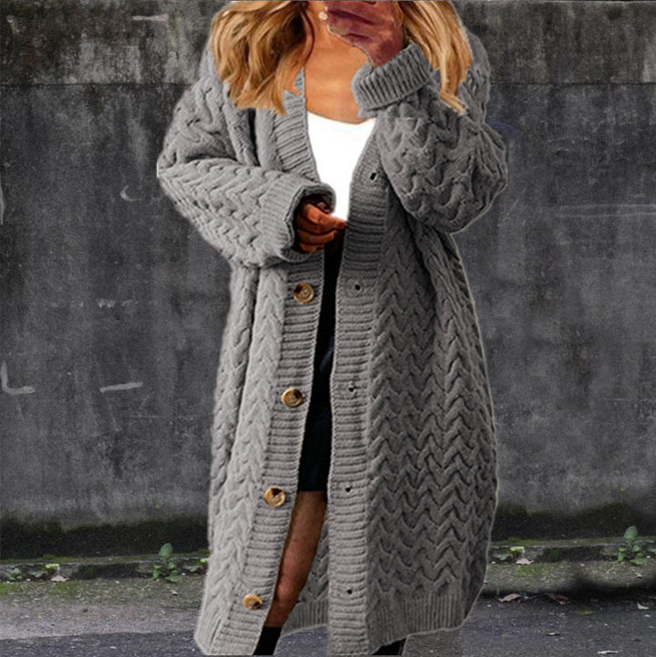 Damen Grobstrickjacke mit strukturiertem Zopfmuster und praktischen Knöpfen Drune