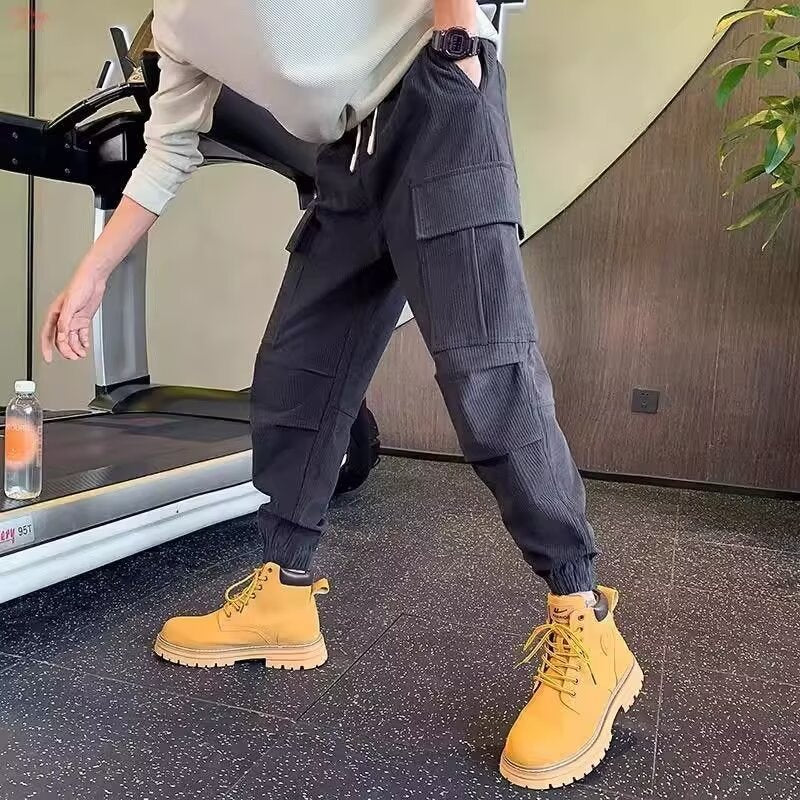 Herren Cargo-Jogginghose aus Cordoptik mit Mehrfach‑Taschen und elastischem Saum Drune