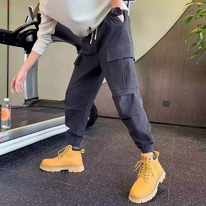 Herren Cargo-Jogginghose aus Cordoptik mit Mehrfach‑Taschen und elastischem Saum Drune
