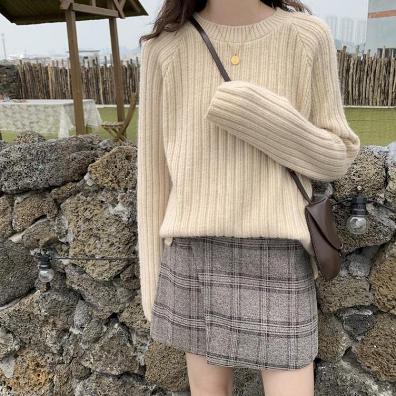 Damen gemütlicher Rippenstrickpullover Drune
