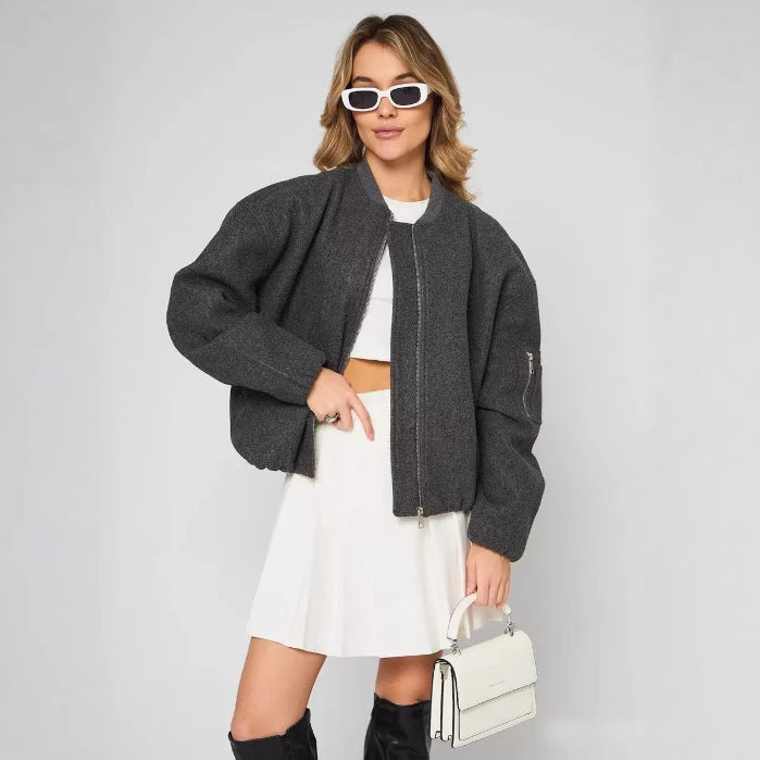 Damen modische Puffjacke mit praktischen Reißverschlusstaschen und elastischen Bündchen Drune
