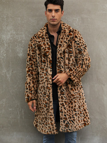 Herren Modischer Leopardenfell-Mantel Drune