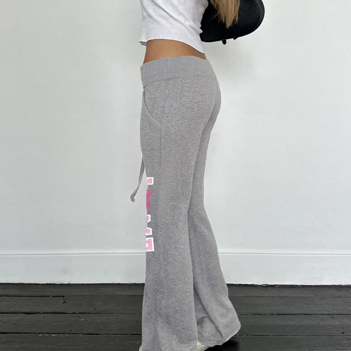 Damen Freizeit-Hosen mit hohem Bund und modischem Schriftzug Drune