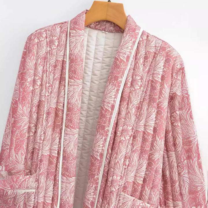 Damen Modische gesteppt Jacke mit floralem Muster Drune