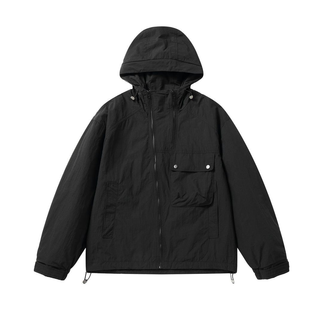 Unisex Leichte technische Kapuzenjacke im Boxy‑Schnitt mit Utility‑Taschen Drune