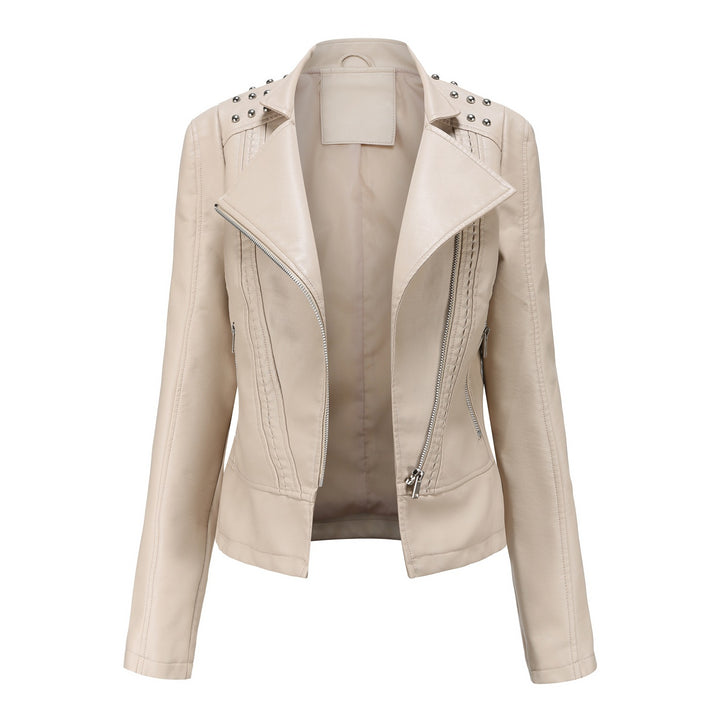 Damen nan Bikerjacke aus Kunstleder mit Nietenbesatz und asymmetrischem Reißverschluss Drune