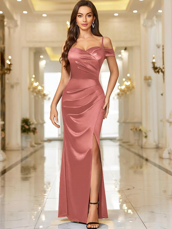 Damen Elegantes Maxikleid mit asymmetrischem Schnitt und Seitenschlitz Drune