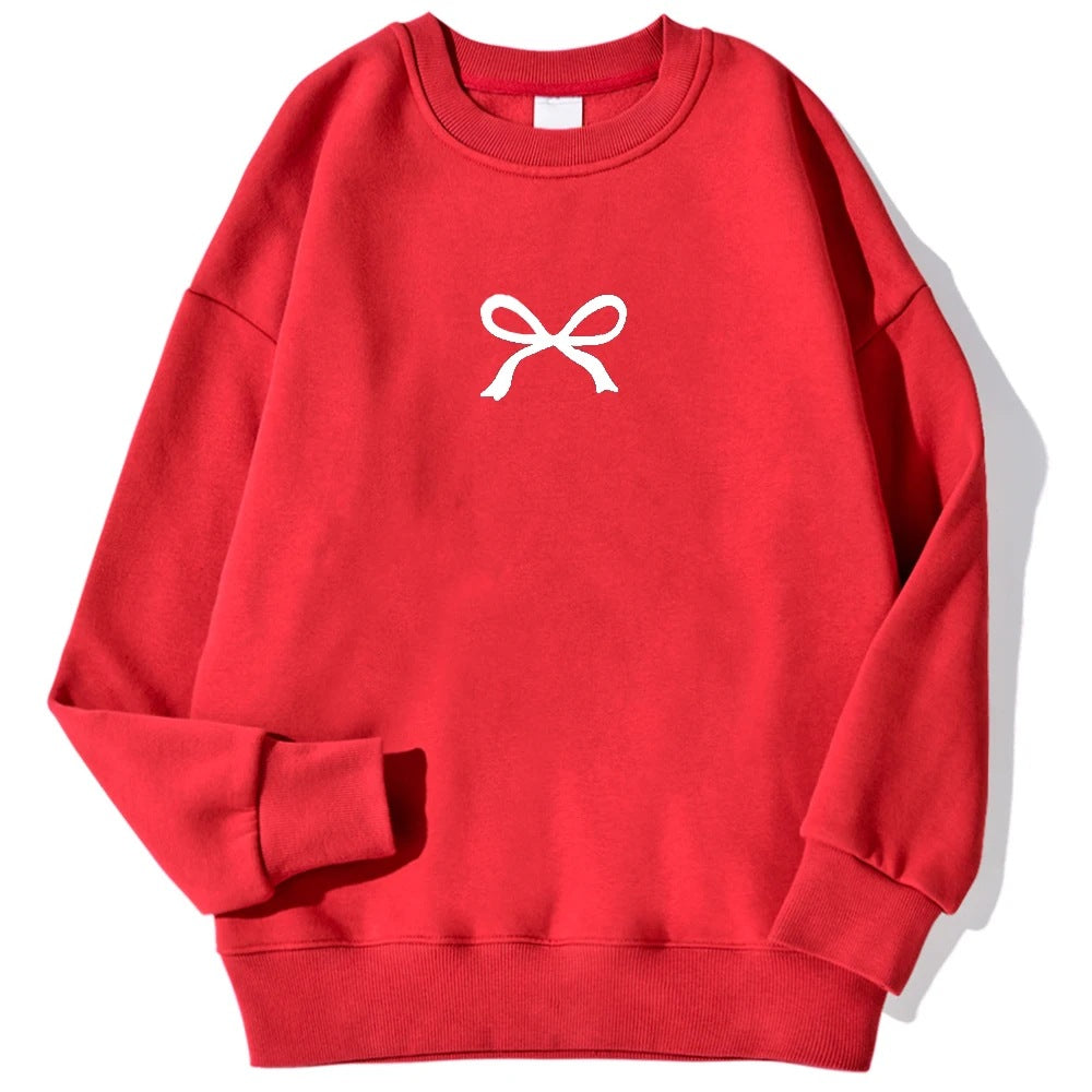 Damen gemütlicher Sweatshirt mit modischem Schleifenmotiv Drune