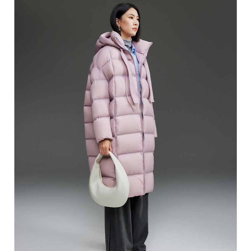 Damen Oversized Stepp-Daunenmantel mit Kapuze und verlängerter Silhouette Drune