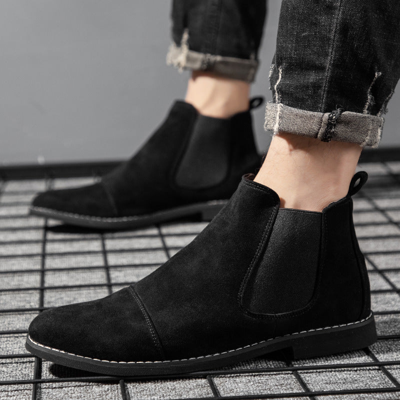 Damen Elegante Veloursleder Chelsea Boots mit elastischen Einsätzen Drune