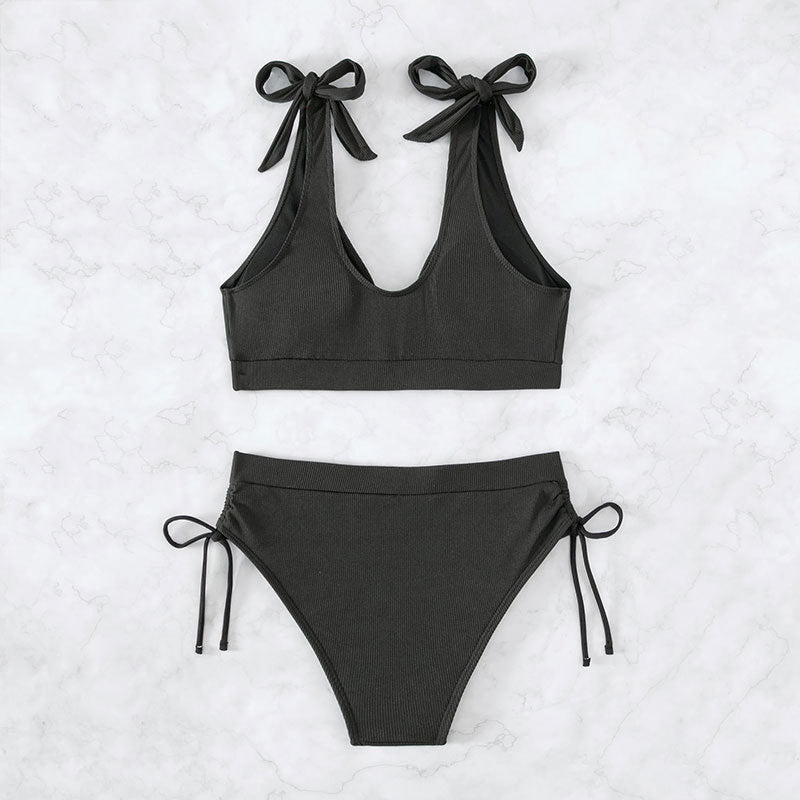 Damen Hochtaillierter Bikini mit verstellbaren Trägern Drune