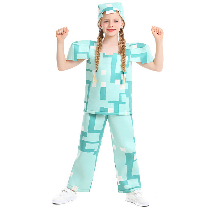 Mädchen Minecraft Kostüm mit geometrischem Muster und lässiger Passform Drune