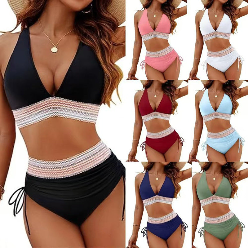 Damen Hochtaillierter Bikini mit raffiniertem Wickel-Design Drune