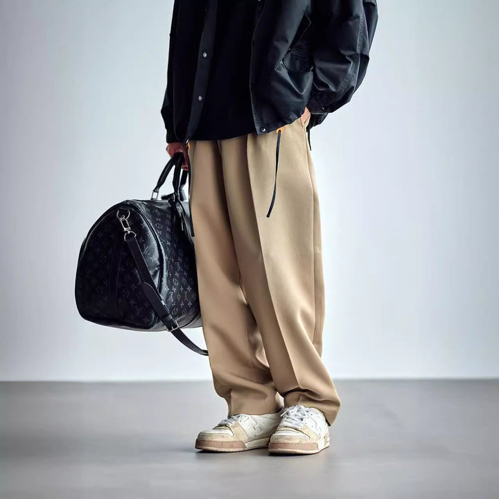 Herren Weite Chino-Hose mit Bundfalten und lockerem Schnitt Drune