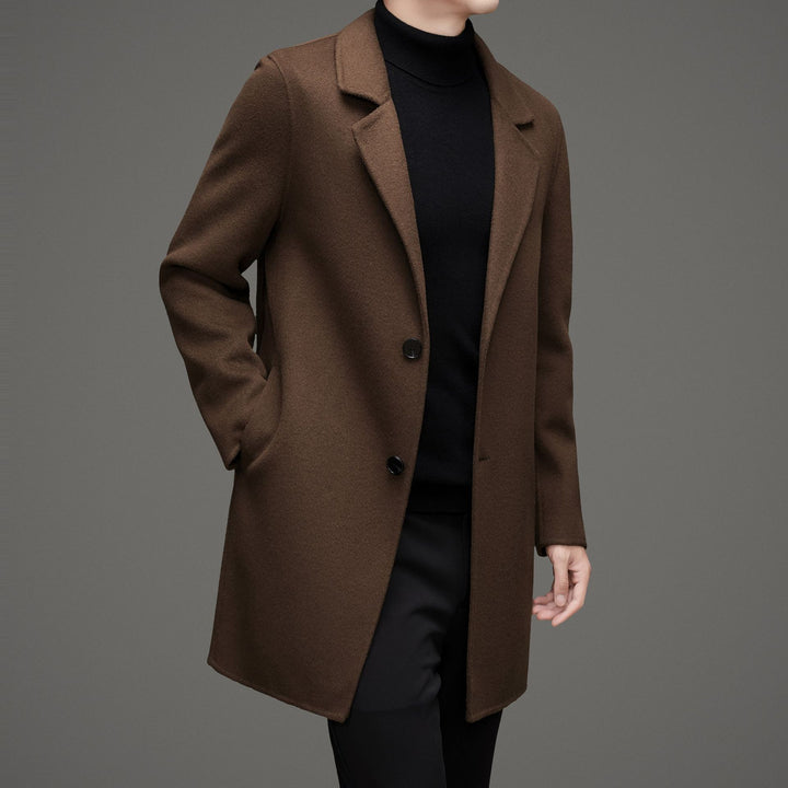 Herren eleganter Wool-Langmantel mit modernem Schnitt und isolierender Fütterung Drune