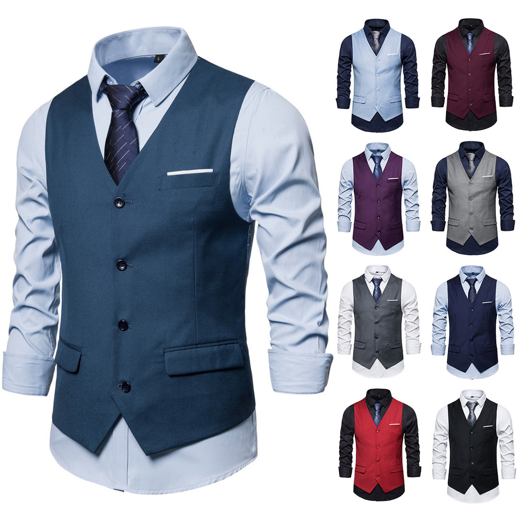 Herren Anzugweste in tailliertem Slim-Fit mit V‑Ausschnitt und Pattentaschen Drune